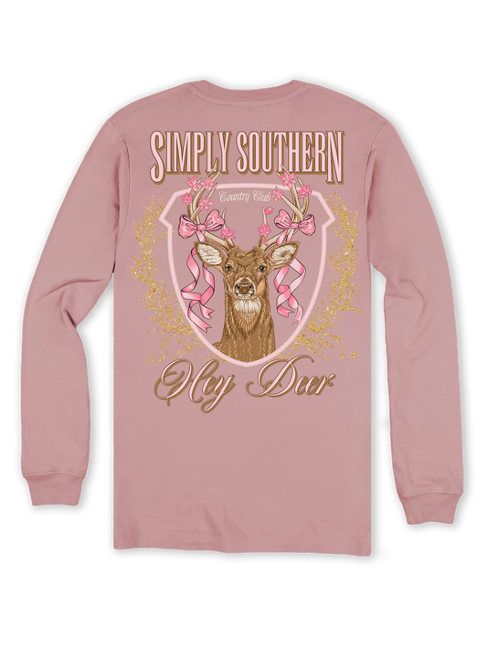 Simply Southern Hey Deer Bow L/S (Suede)