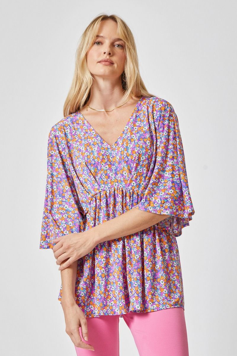 Plus Dreamer 3/4 Sleeve Top (Purple)