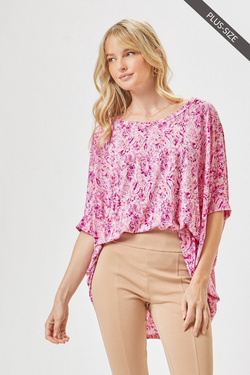 Essential 3/4 Sleeve Top (Fuchsia)