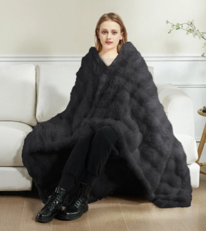Duke Imports Hooded Faux Fur Wearable Throw Blanket