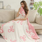 ComfyLuxe Ribbon Pattern Luxury Soft Throw Blanket (Pink)