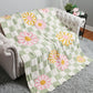 ComfyLuxe Daisy & Checkered Pattern Luxury Soft Throw Blanket (Green)