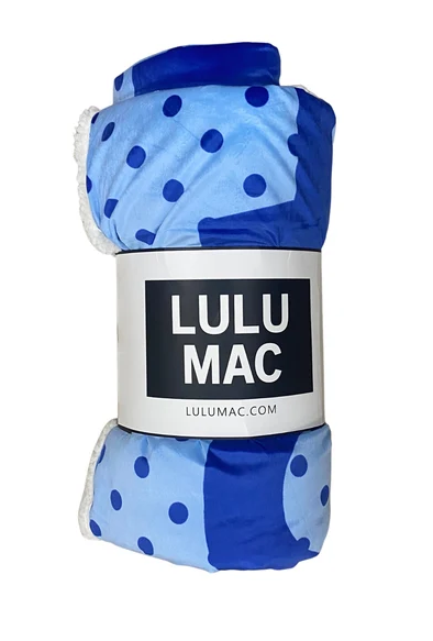 Girlie Girl LULU MAC Blanket (Light Blue/Navy Dots)