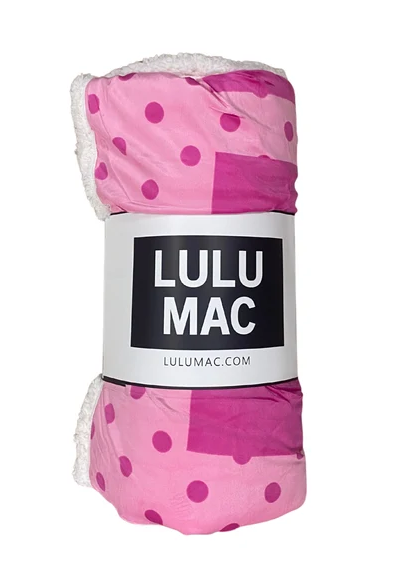 Girlie Girl LULU MAC Blanket (Light Pink/Hot Pink Dots)