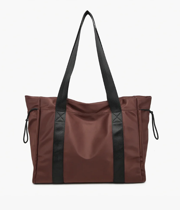 Jen & Co. Lydia Nylon Contrast Tote (Chocolate)