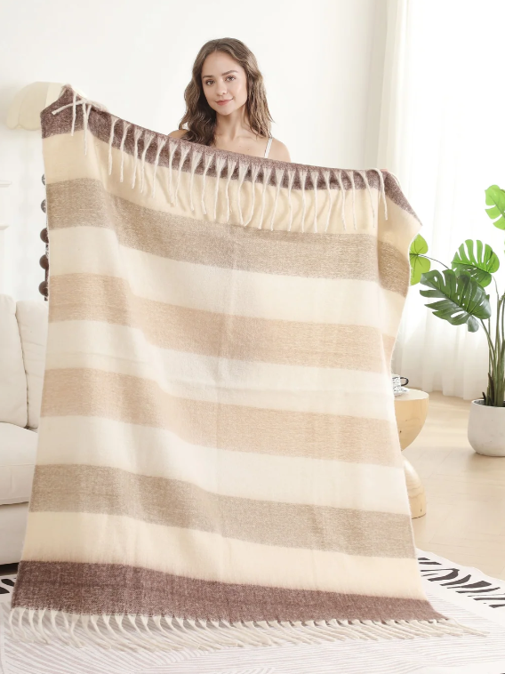 JTC Wholesale Striped Pattern Throw Blanket W/Fringe (50" x 60")