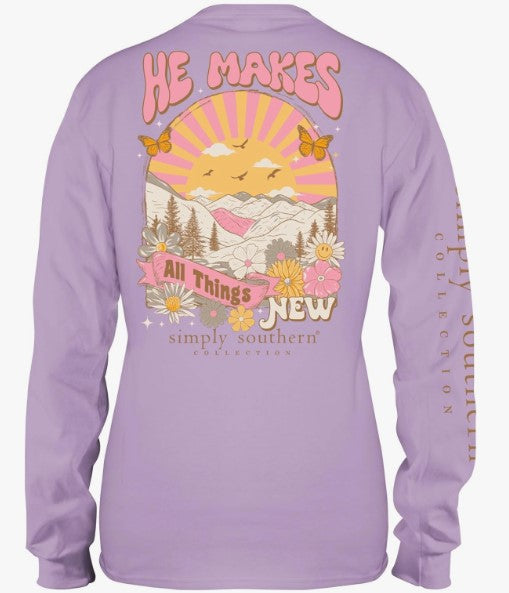 Youth Simply Southern He Makes All Things New L/S Lilac