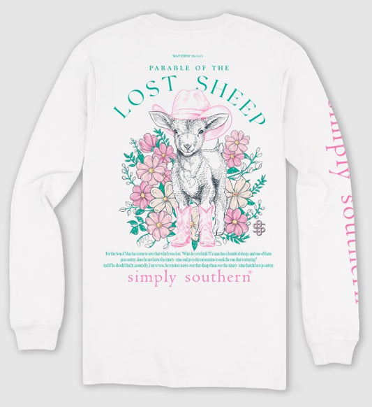 Girl's Simply Southern Parable Of The Lost Sheep L/S (White)