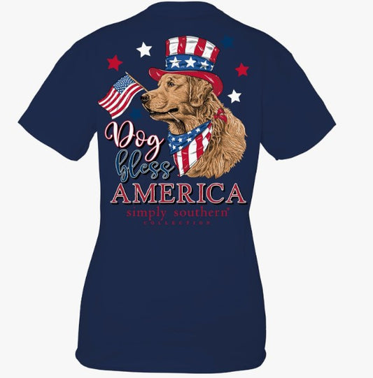 Youth Simply Southern Dog Bless America S/S Navy