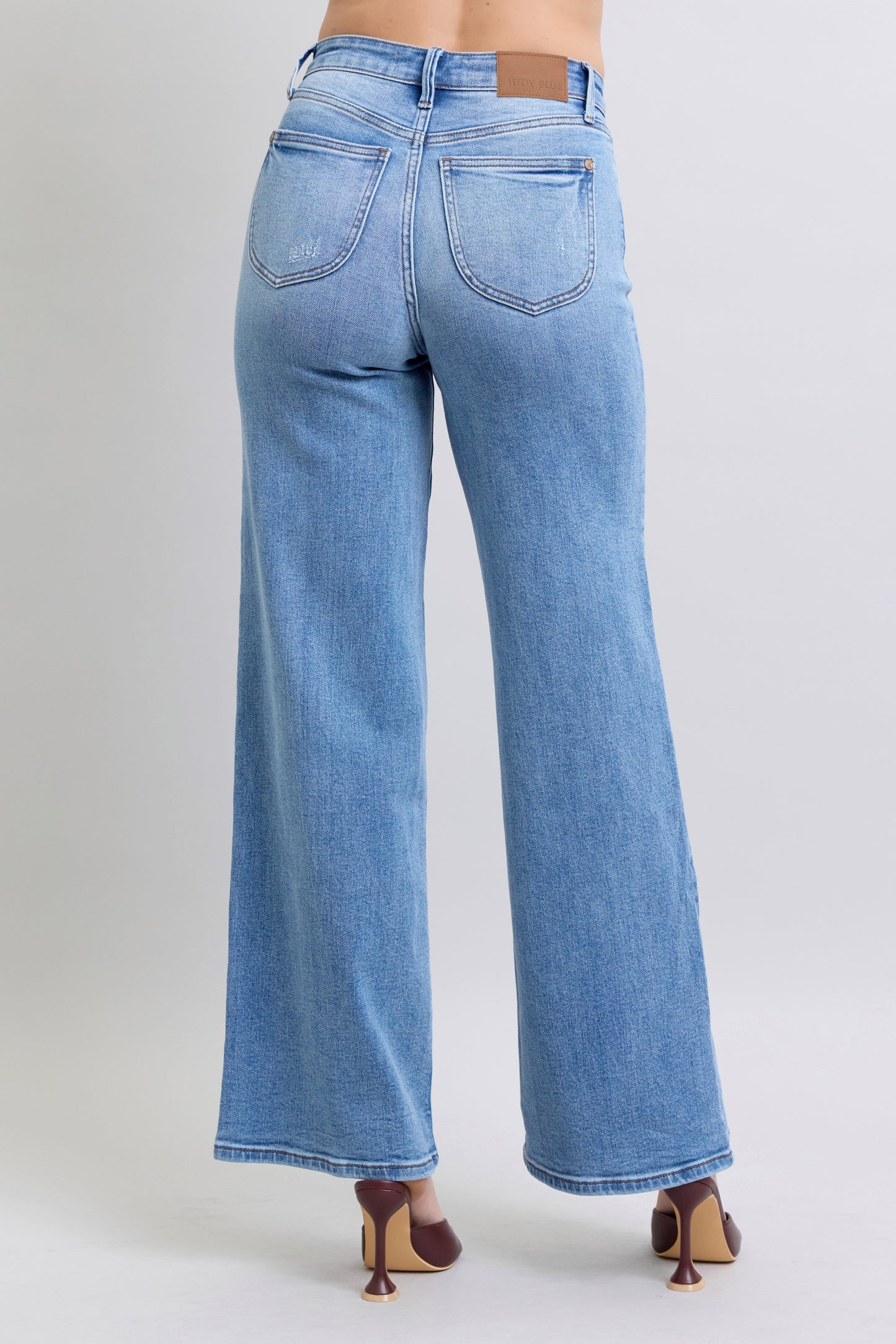 Judy Blue High Waist Vintage Washed Retro Wide Leg Jeans