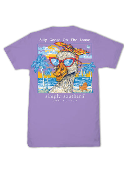 Youth Girls Simply Southern Silly Goose On The Loose T-Shirt (Grape)