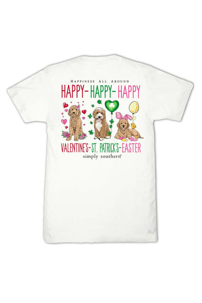 Youth Girls Simply Southern Happy Everything T-Shirt (Oyster)