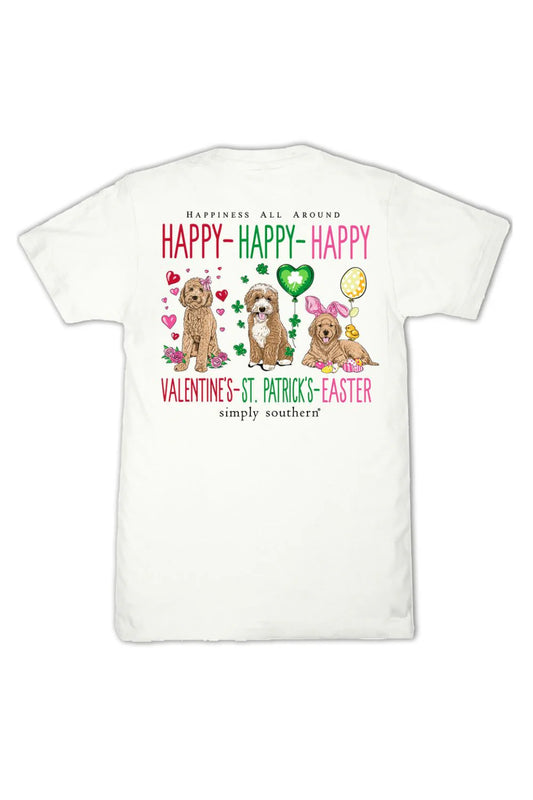 Youth Girls Simply Southern Happy Everything T-Shirt (Oyster)