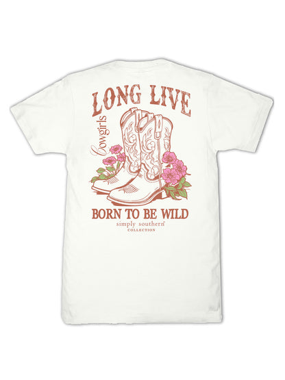 Youth Girls Simply Southern Born To Be Wild T-Shirt (Oyster)