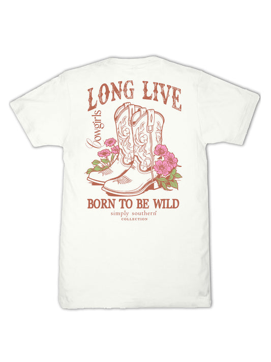 Youth Girls Simply Southern Born To Be Wild T-Shirt (Oyster)