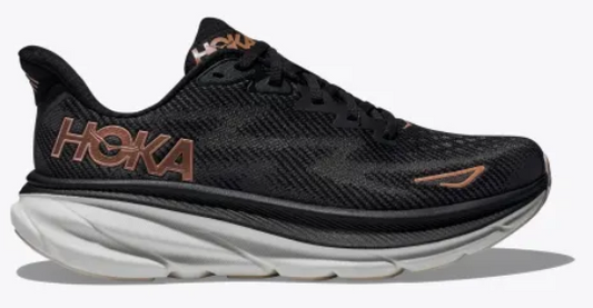 Women's Hoka Clifton 9 Black/Rose Gold