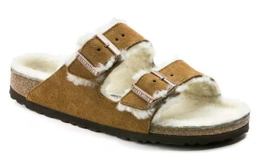 Birkenstock (Unisex) Arizona Shearling Suede Leather (Mink)