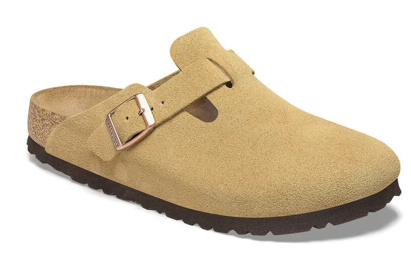 Birkenstock (Unisex) Boston Suede Leather (Latte Cream)