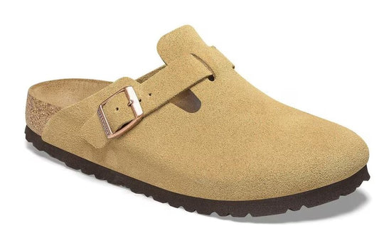 Birkenstock (Unisex) Boston Suede Leather (Latte Cream)