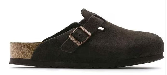 Men's Birkenstock Boston Soft Footbed Suede Leather (Mocha) (Medium/Narrow/Width)