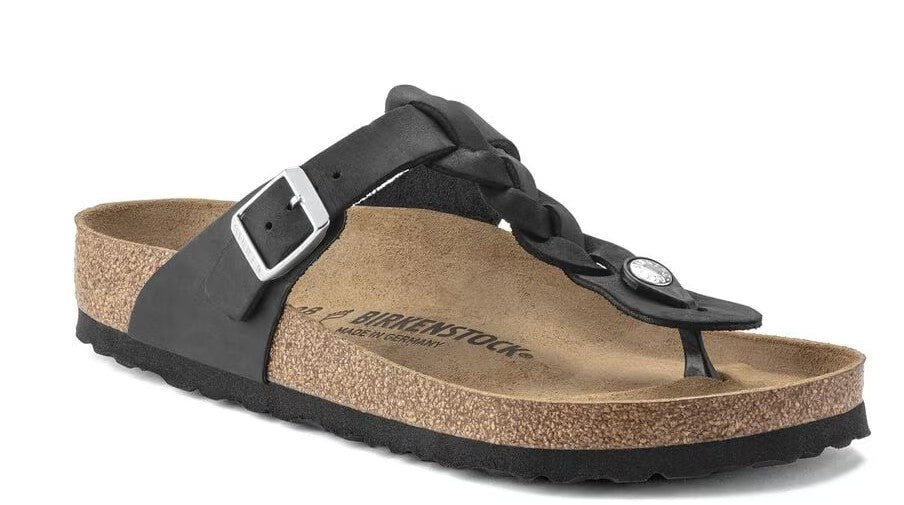 Women's Birkenstock Gizeh Braided Oil Leather (Black)