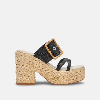 Dolce Vita Edwina Platform Heel Onyx Raffia