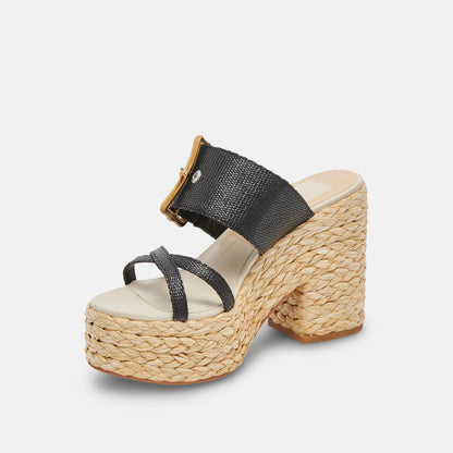 Dolce Vita Edwina Platform Heel Onyx Raffia