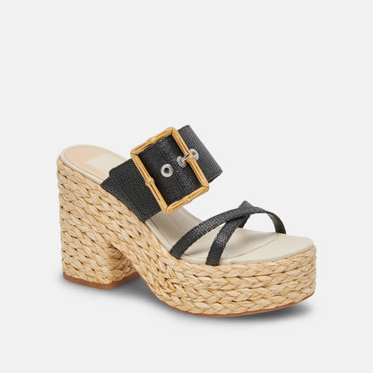 Dolce Vita Edwina Platform Heel Onyx Raffia