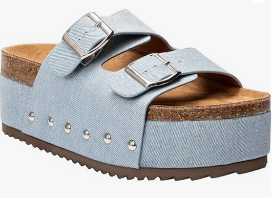 Corkys Wannabe Platform Sandal (Light Blue Denim)