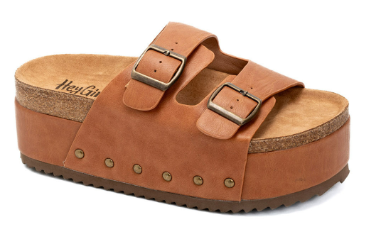 Corkys Wannabe Platform Sandal (Cognac Smooth)