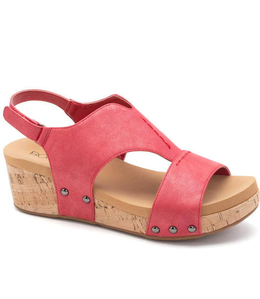 Corkys Refreshing Red Wedge Sandal