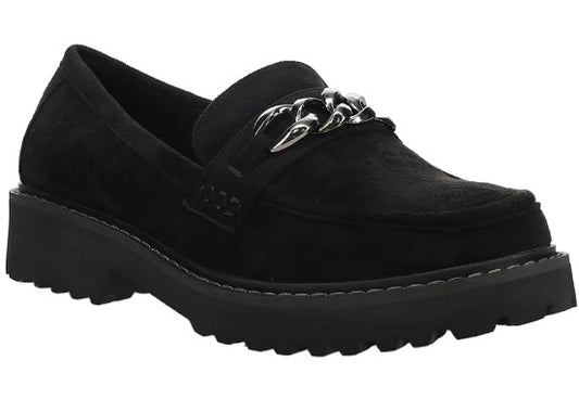 Corkys Literally Lug Sole Loafer (Black Faux Suede)