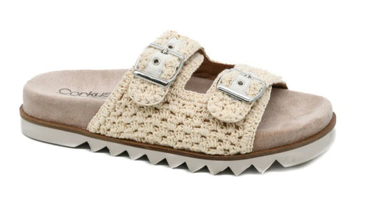 Corkys Dash Slide Sandal (Natural Crochet)