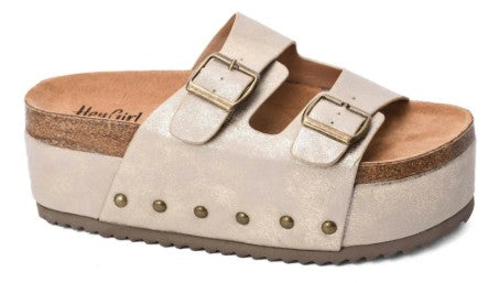 Corkys Wannabe Platform Sandal (Washed Gold)