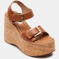 Steve Madden River Platform Wedge Sandal (Cognac Leather)