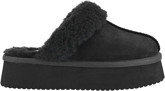 Corkys Cuddle Up Sherpa Lined Platform Mule (Black)
