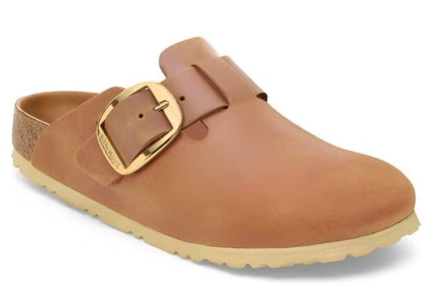 Women's Birkenstock Boston Big Buckle Oiled Leather (Cognac)