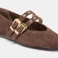 Dolce Vita Baylee Grommet Ballet Flats (Dark Brown Perforated Suede)