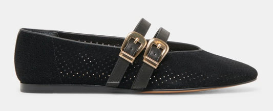 Dolce Vita Baylee Ballet Flats (Onyx Perforated Suede)