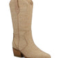 MIA Jenah Raffia Western Boot (Natural Leather)