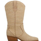MIA Jenah Raffia Western Boot (Natural Leather)