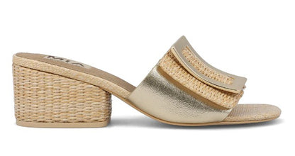 MIA Idania Raffia Blocked Heeled Sandal (Natural/Gold)