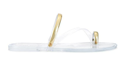 Steve Madden Fuze Jelly Toe Loop Flat Sandal (Clear)