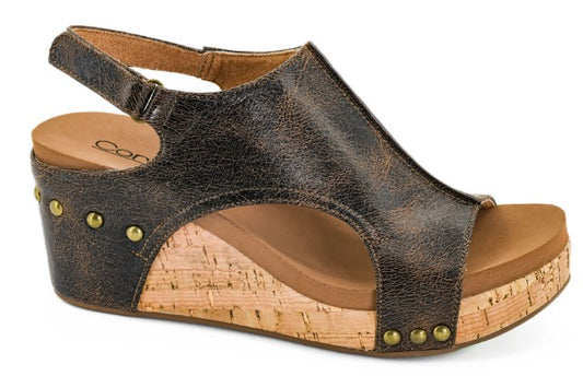Corkys Carley Wedge Sandals (Espresso Crinkle)