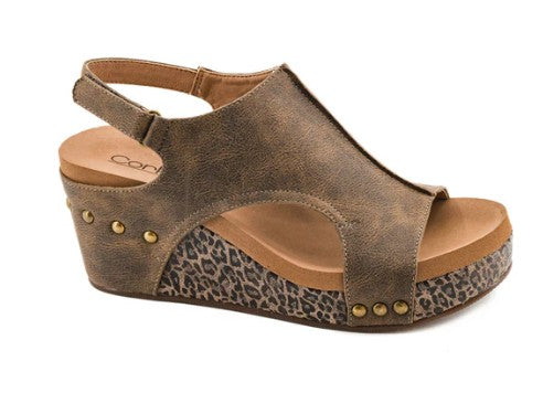 Corkys Carley Wedge Sandals (Espresso Combo)