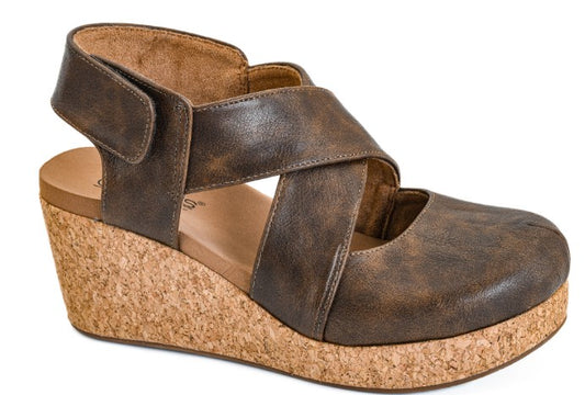 Corkys Closed Case Wedge Sandals (Chocolate)