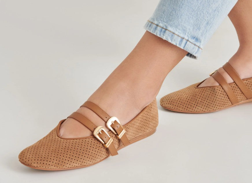 Dolce Vita Baylee Ballet Flat (Pecan Perforated Suede)