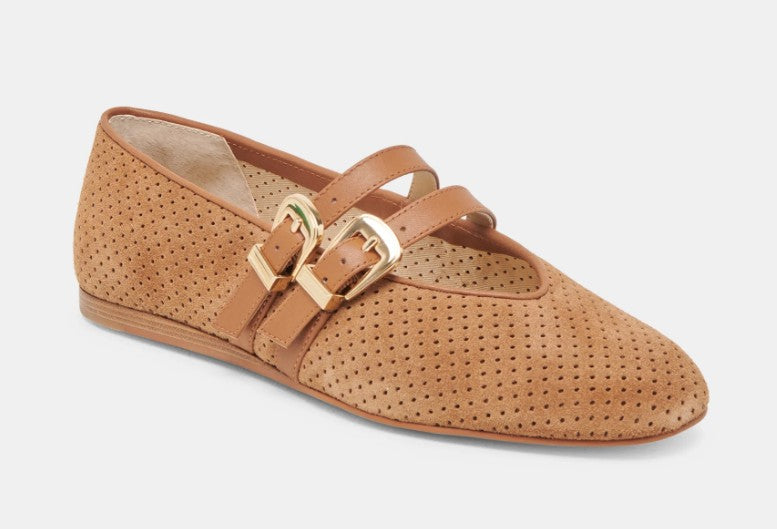 Dolce Vita Baylee Ballet Flat (Pecan Perforated Suede)