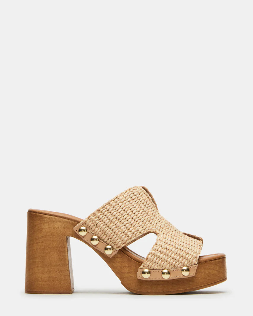 Steve Madden Sunkissed Raffia Platform Block Heel Sandal