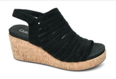 Women's Corkys Oopsie Daisey Wedge Sandal (Black Faux Suede)